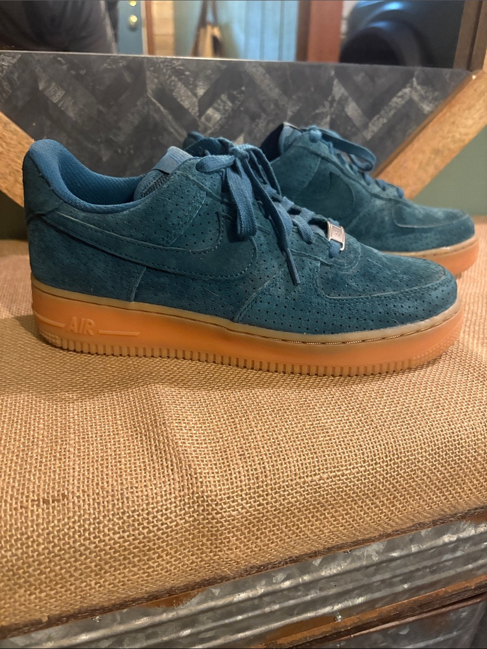 Nike Teal Suede Sneakers with Gum Sole